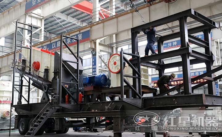 紅星小型車載移動式打沙機(jī)生產(chǎn)車間